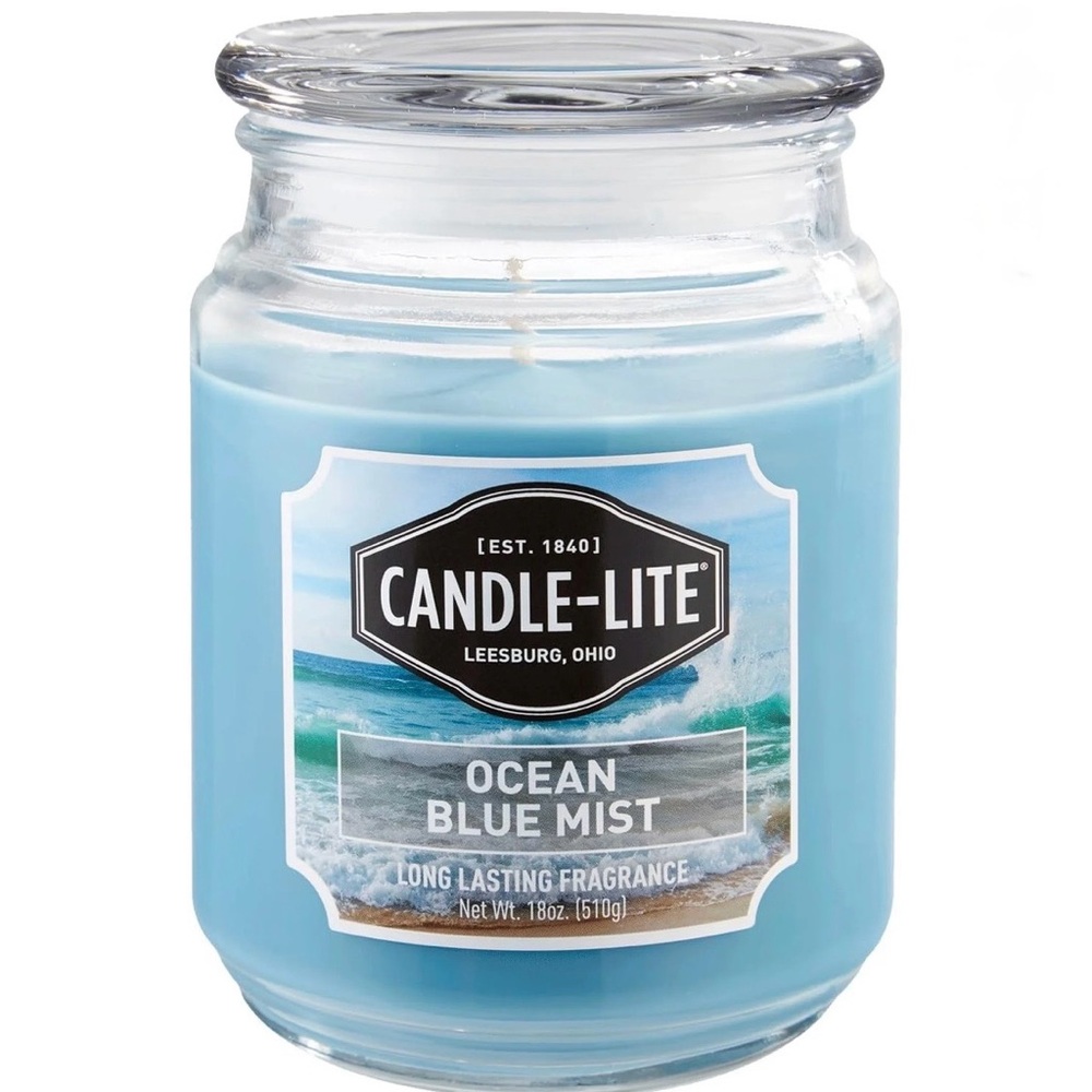 NWT Candle-Lite Aromatherapy Candle 18oz Ocean Blue‎ Mist Large Jar